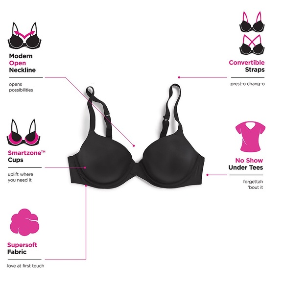 Maidenform 40D T-shirt Bra - underwire - Black & Grey Floral Lace - convertible - Picture 2 of 6